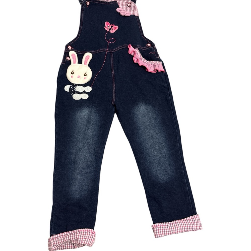 Kids Denim Overalls with Pink Accents